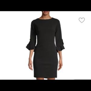 Karl Lagerfeld Paris Black Ruffle Cuff Sheath Dress Size 16.